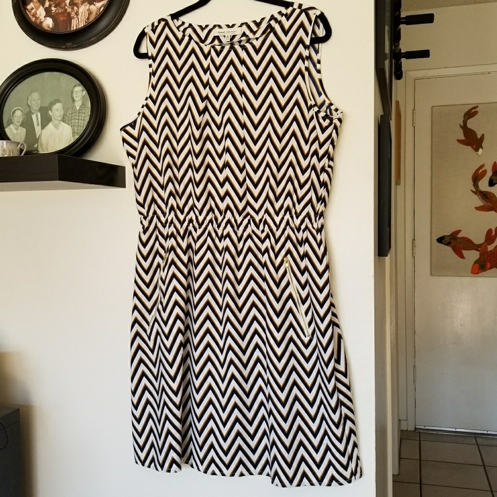 BNWOT Chevron Print Sleeveless Dress with Pockets!